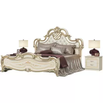 Кровать Мэри Грация СГ-10МИ 1800х2000 с двумя тумбочками СГ-05, цвет слоновая кость