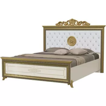 Кровать Мэри Версаль СВ-03МИК 1600х2000 с короной, слоновая кость