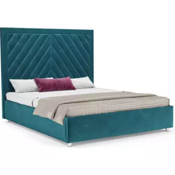 Кровать Mebel Ars Мишель 160 см (бархат сине-зеленый STAR VELVET 43 BLACK GREEN)
