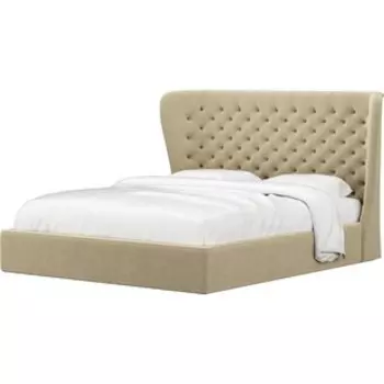 Кровать Мебелико Далия микровельвет бежевый