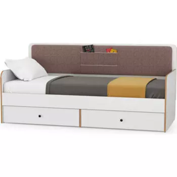 Кровать Моби Вуди 11.02 белый премиум/дуб крафт золотой/саванна латте