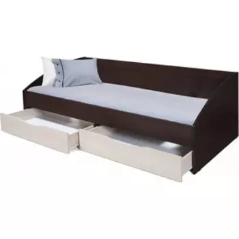 Кровать одинарная Олимп Фея-3 венге / дуб линдберг / ДВПО белый