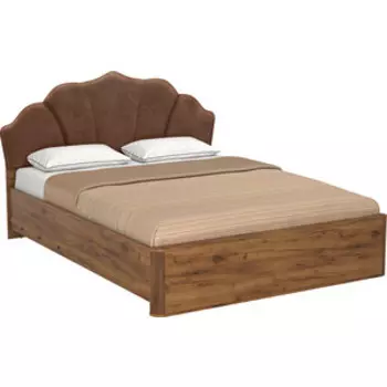 Кровать ОЛМЕКО 43.07-01 Стефани (1400) с ПМ таксония/профиль: Kroning таксония патина/ткань: велюр конфетти корица