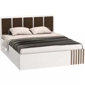 Кровать ОЛМЕКО 51.20 с подъемным механизмом ''Либерти'' Белый / Дуб Каньон/ велюр киото шоколад (ML876880937)