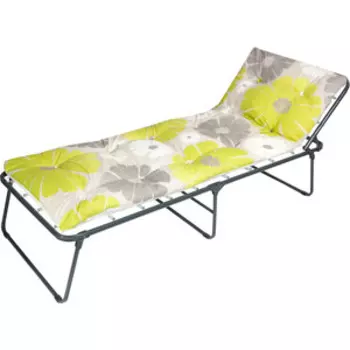 Кровать раскладная Ольса Надин мягкая крошка каркас черный/ткань желто-серые цветы С648