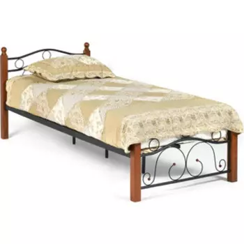 Кровать TetChair AT-803 wood slat base дерево гевея/металл 90x200 (Single bed) красный дуб/черный