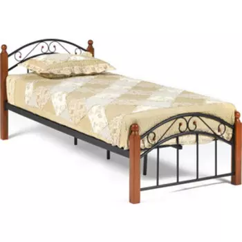 Кровать TetChair AT-8077 wood slat base дерево гевея/металл 90x200 (Single bed) красный дуб/черный
