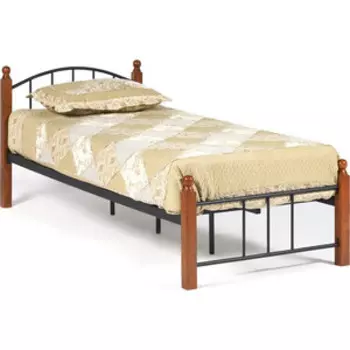 Кровать TetChair AT-915 wood slat base дерево гевея/металл 90x200 (Single bed) красный дуб/черный