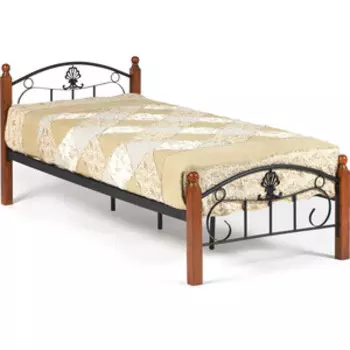 Кровать TetChair Румба (AT-203)/Rumba wood slat base, дерево гевея/металл, 90x200 (Single bed), красный дуб/черный