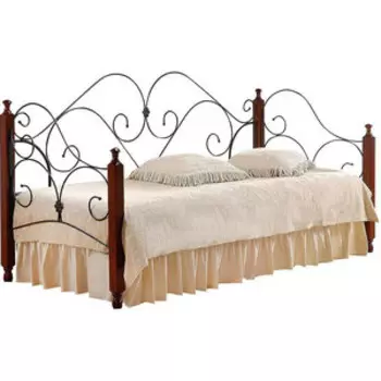 Кровать TetChair Sonata wood slat base, дерево гевея/металл, 90x200 (Day bed), красный дуб/черный