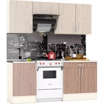 Кухня Мебельный двор Мери 1,92 дуб/ясень шимо светлый/темный верх столешница сахара бел № 130 универсальная сборка