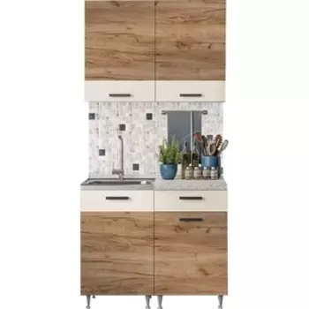 Кухня Миф Рио 1,0м дуб крафт/бежевый ЛДСП