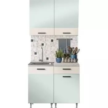 Кухня Миф Рио 1,0м мята/бежевый ЛДСП