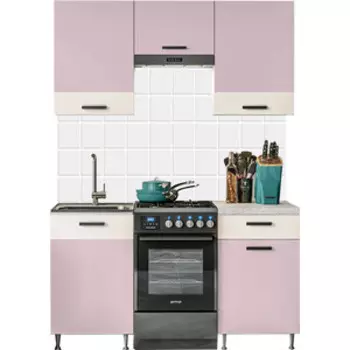 Кухня Миф Рио 1,5м розовый (лаванда)/бежевый ЛДСП