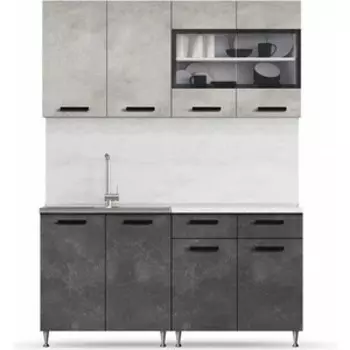 Кухня Миф Рио 1,6м бетон светлый/бетон темный ЛДСП