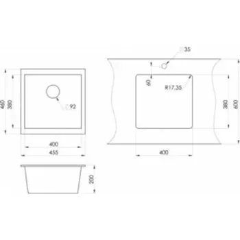 Кухонная мойка EMAR EMQ-1455.P антрацит