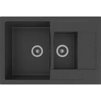 Кухонная мойка Gamma Stone GS-11-08 черный, с сифоном