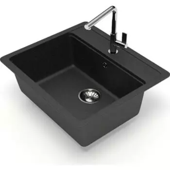 Кухонная мойка Glanz J-009-32 антрацит, матовая, с сифоном