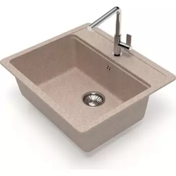 Кухонная мойка Glanz J-009-34 песочная, матовая, с сифоном