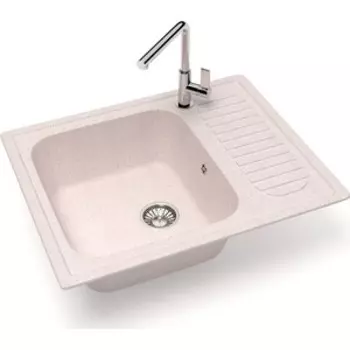 Кухонная мойка Glanz J-015-33 бежевая, матовая, с сифоном