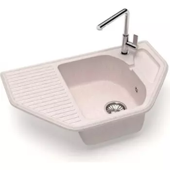 Кухонная мойка Glanz J-022-33 бежевая, матовая, с сифоном