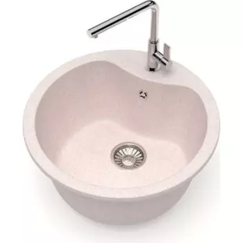 Кухонная мойка Glanz J-024-33 бежевая, матовая, с сифоном