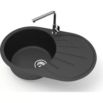 Кухонная мойка Glanz J-110-32 антрацит, матовая, с сифоном