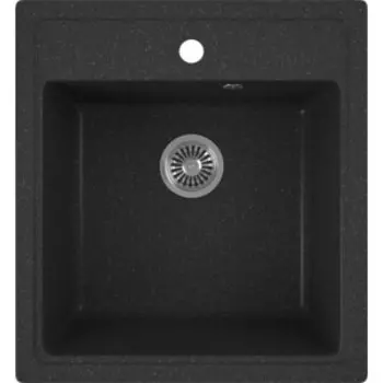 Кухонная мойка GreenStone GRS-01-308 черная, с сифоном