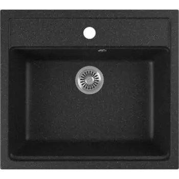 Кухонная мойка GreenStone GRS-06-308 черная, с сифоном