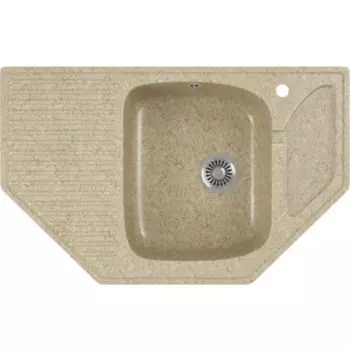 Кухонная мойка GreenStone GRS-10-302 песочная, с сифоном