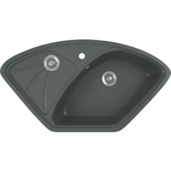 Кухонная мойка GreenStone GRS-10E-343 антрацит, с сифоном
