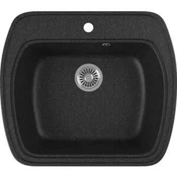 Кухонная мойка GreenStone GRS-11-308 черный, с сифоном