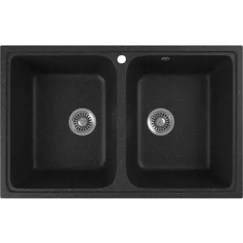 Кухонная мойка GreenStone GRS-15-308 черная, с сифоном