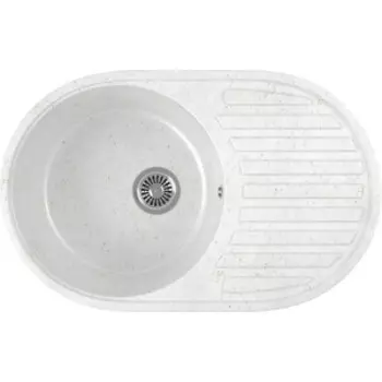 Кухонная мойка GreenStone GRS-18-331 белая, с сифоном