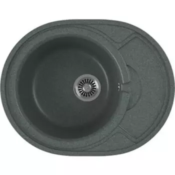 Кухонная мойка GreenStone GRS-18k-343 антрацит, с сифоном