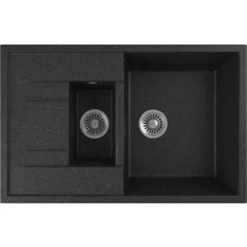 Кухонная мойка GreenStone GRS-21K-308 черная, с сифоном
