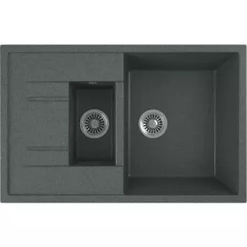 Кухонная мойка GreenStone GRS-21K-343 антрацит, с сифоном