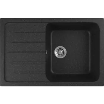Кухонная мойка GreenStone GRS-76-308 черная, с сифоном