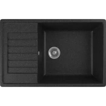 Кухонная мойка GreenStone GRS-78L-308 черный, с сифоном