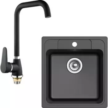Кухонная мойка и смеситель Ewigstein E-50, РМС SL77 черная