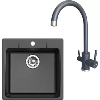 Кухонная мойка и смеситель Ewigstein G-50, 34235168 черная