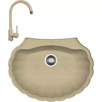 Кухонная мойка и смеситель Florentina Гребешок 695 бежевый Fg (20.345.E0695.104 + 313.01H.1123.305)