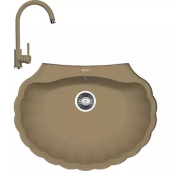 Кухонная мойка и смеситель Florentina Гребешок 695 капучино Fs (20.345.E0695.306 + 313.01H.1123.306)