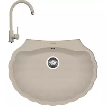 Кухонная мойка и смеситель Florentina Гребешок 695 песочный Fg (20.345.E0695.107 + 313.01H.1123.107)