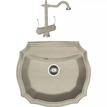 Кухонная мойка и смеситель Florentina Эмилия 640 бежевый Fg (20.355.D0640.104 + 333.21H.2113.104)