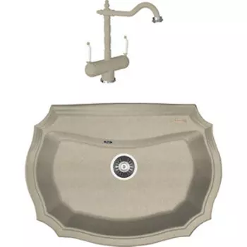 Кухонная мойка и смеситель Florentina Эмилия 770 бежевый Fg (20.360.E0770.104 + 333.21H.2113.104)