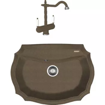 Кухонная мойка и смеситель Florentina Эмилия 770 коричневый Fg (20.360.E0770.105 + 333.21H.2113.105)