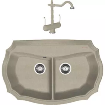 Кухонная мойка и смеситель Florentina Эмилия 870 бежевый Fg (20.365.F0870.104 + 333.21H.2113.104)