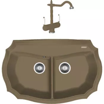 Кухонная мойка и смеситель Florentina Эмилия 870 капучино Fs (20.365.F0870.306 + 333.21H.2113.306)