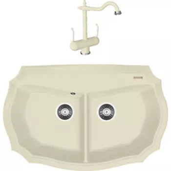 Кухонная мойка и смеситель Florentina Эмилия 870 шампань Fs (20.365.F0870.202 + 333.21H.2113.202)